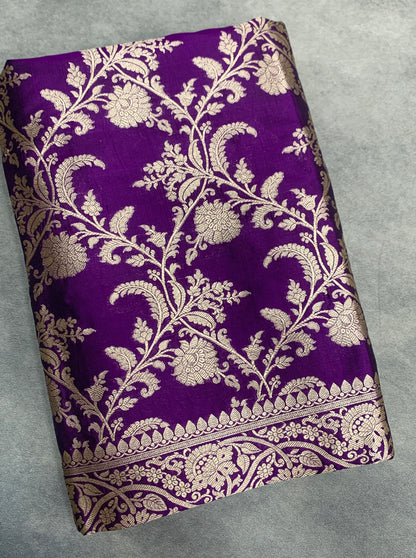 Pure Banaras Silk Saree Purple Colour with Self Colour Banarasi border