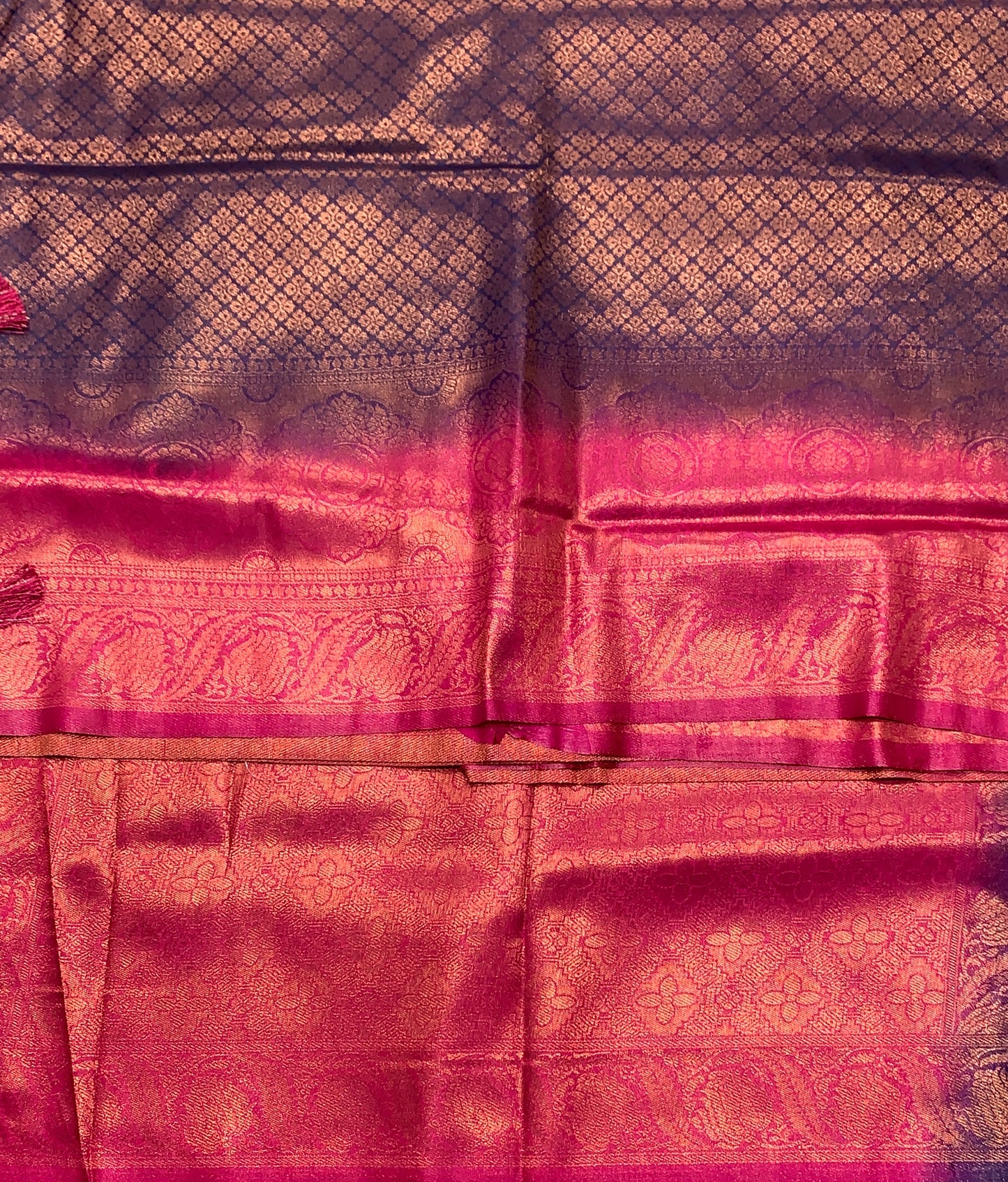 Soft Silk Saree Navy Blue Colour with Pink Colour Pallu