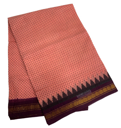 9 yards Cotton Saree Peach Colour with Navapalam Colour Border