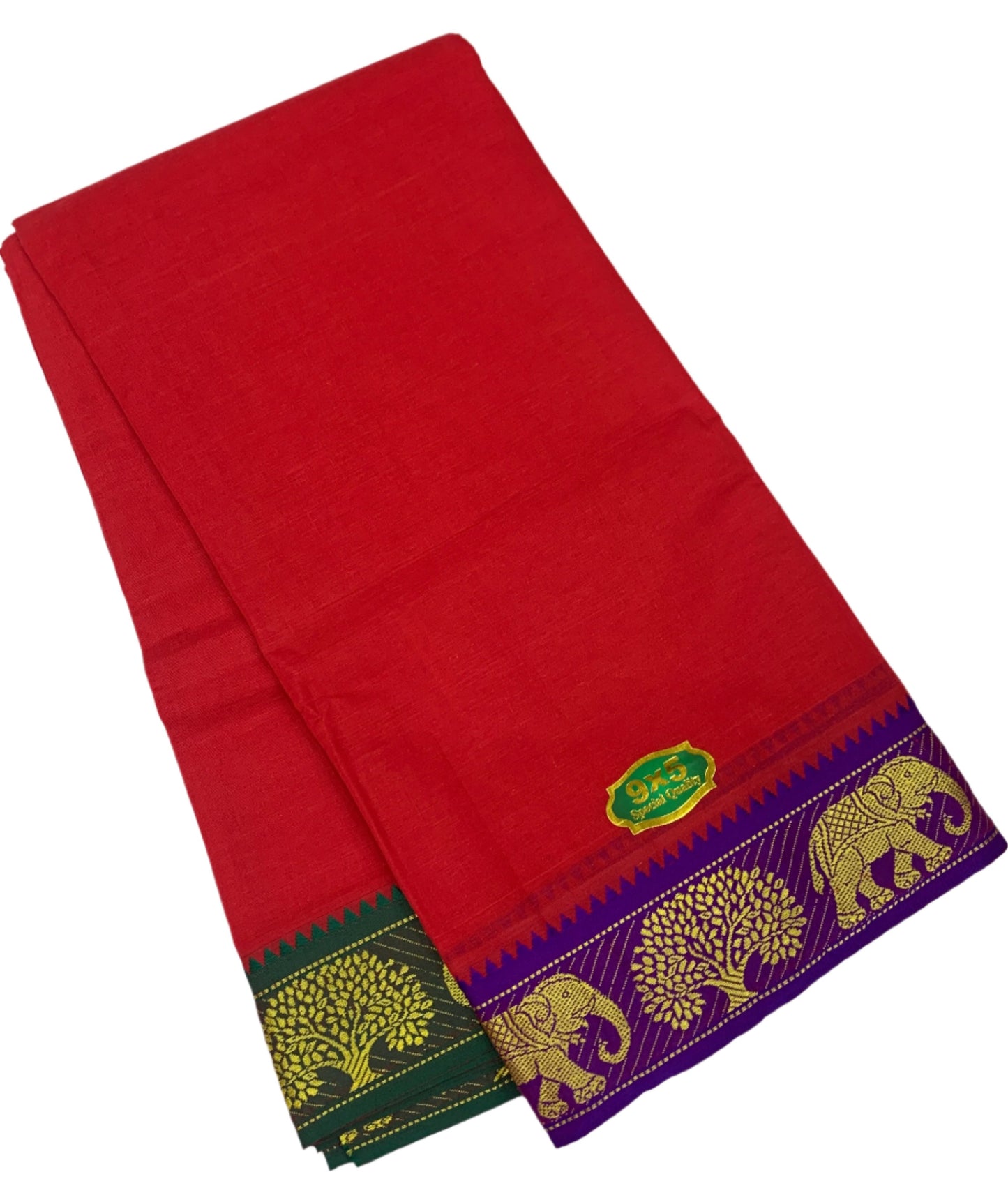 Red Colour Cotton Dhoti 9X5