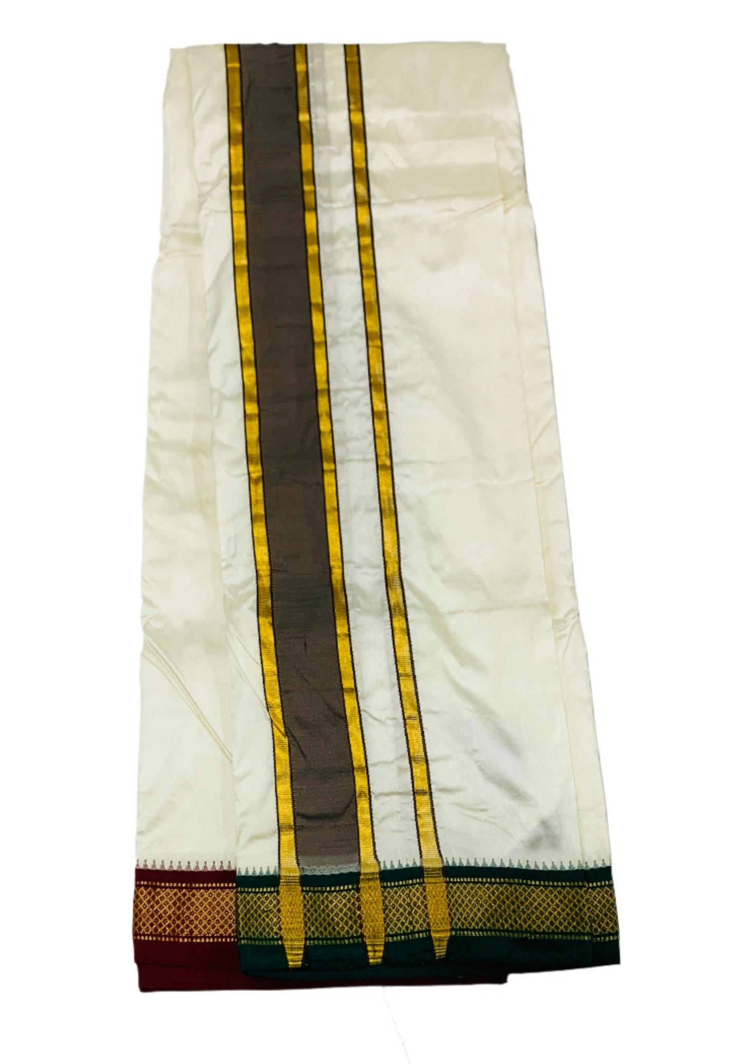 Pure Silk Dhoti 8 Mulam Cream Colour Small Border