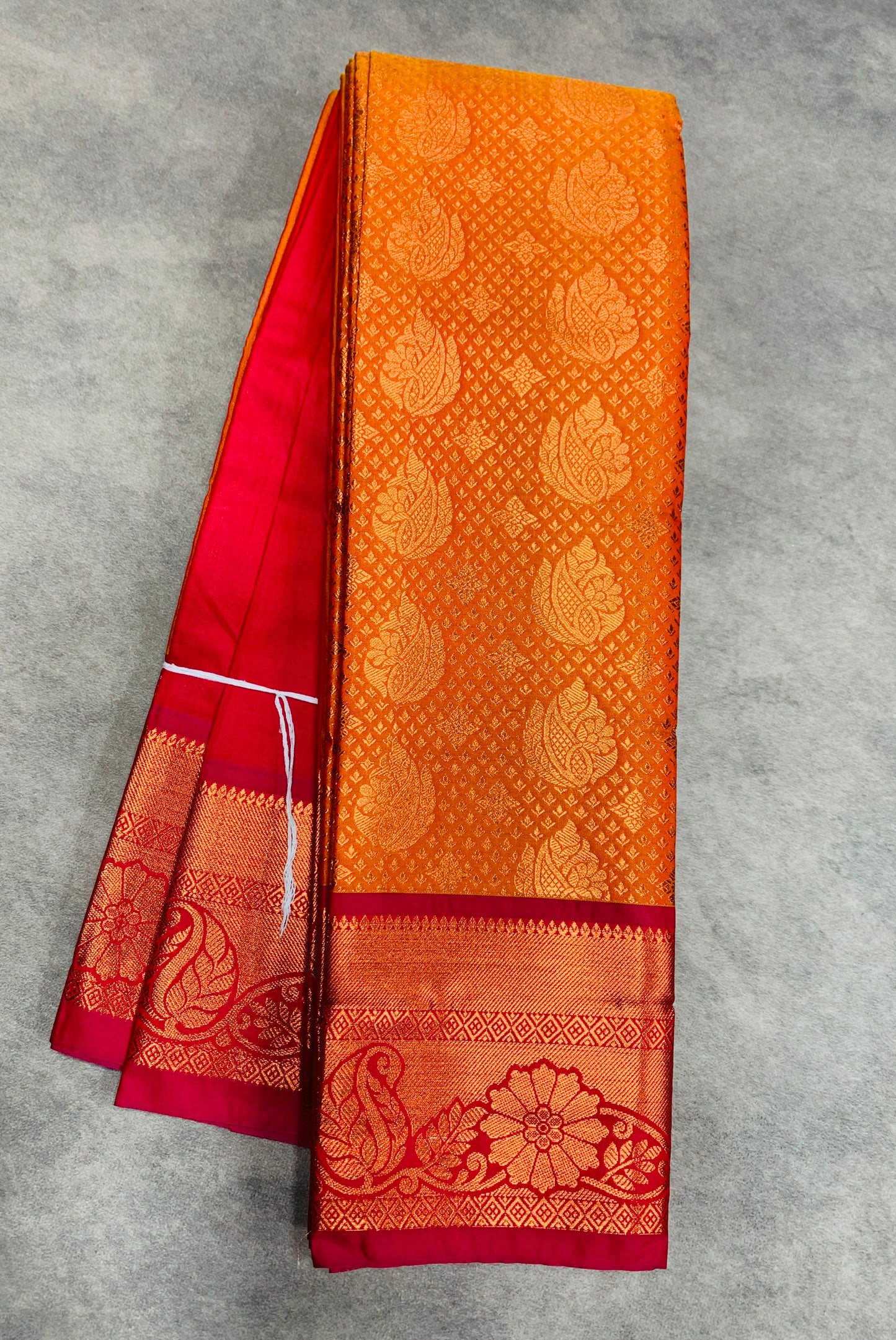 Vegan Silk Saree Golden Yellow Colour with Pink and Copper Border