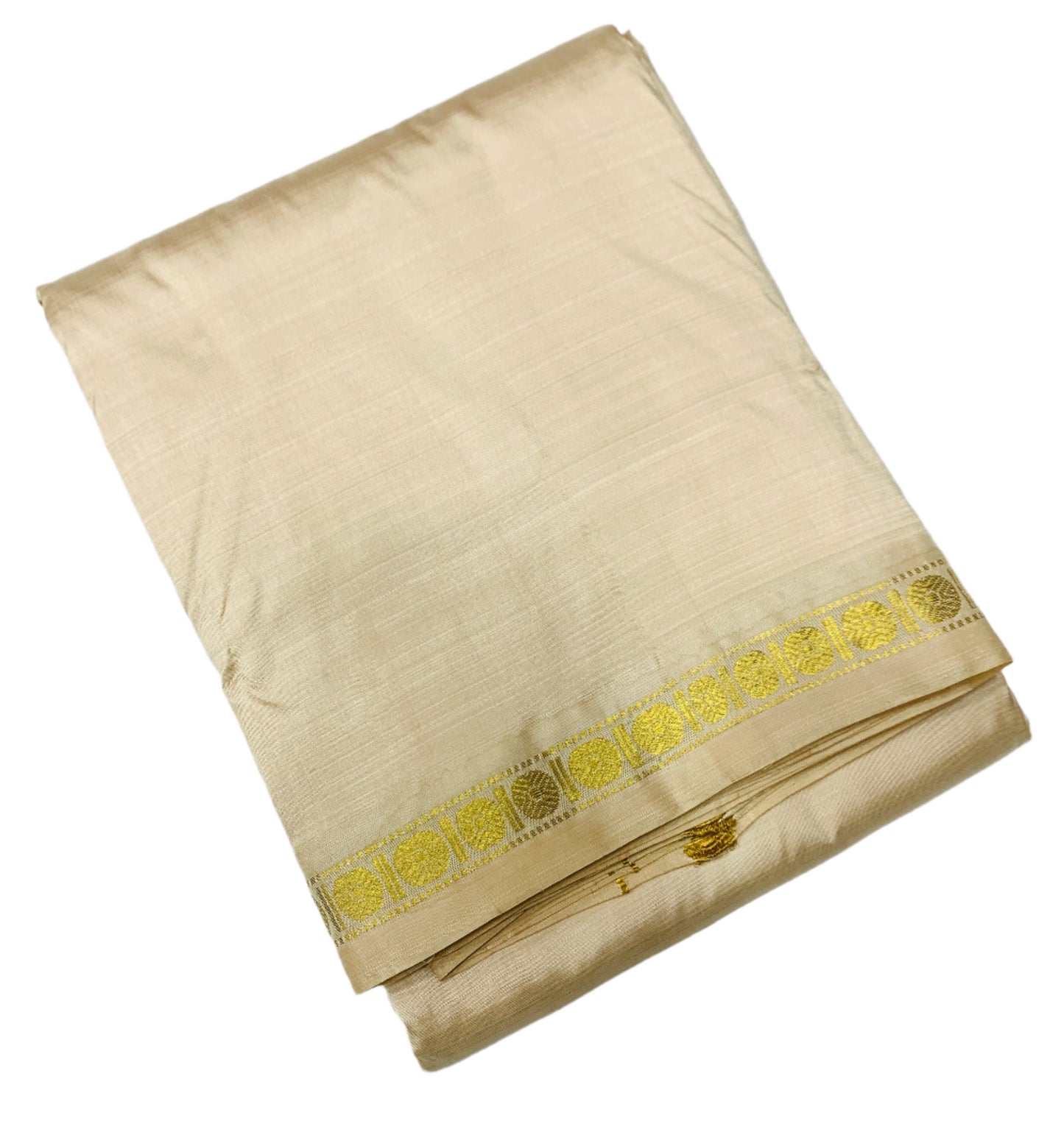 9X5 Pure Silk Dhoti Ivory Colour with Small Border