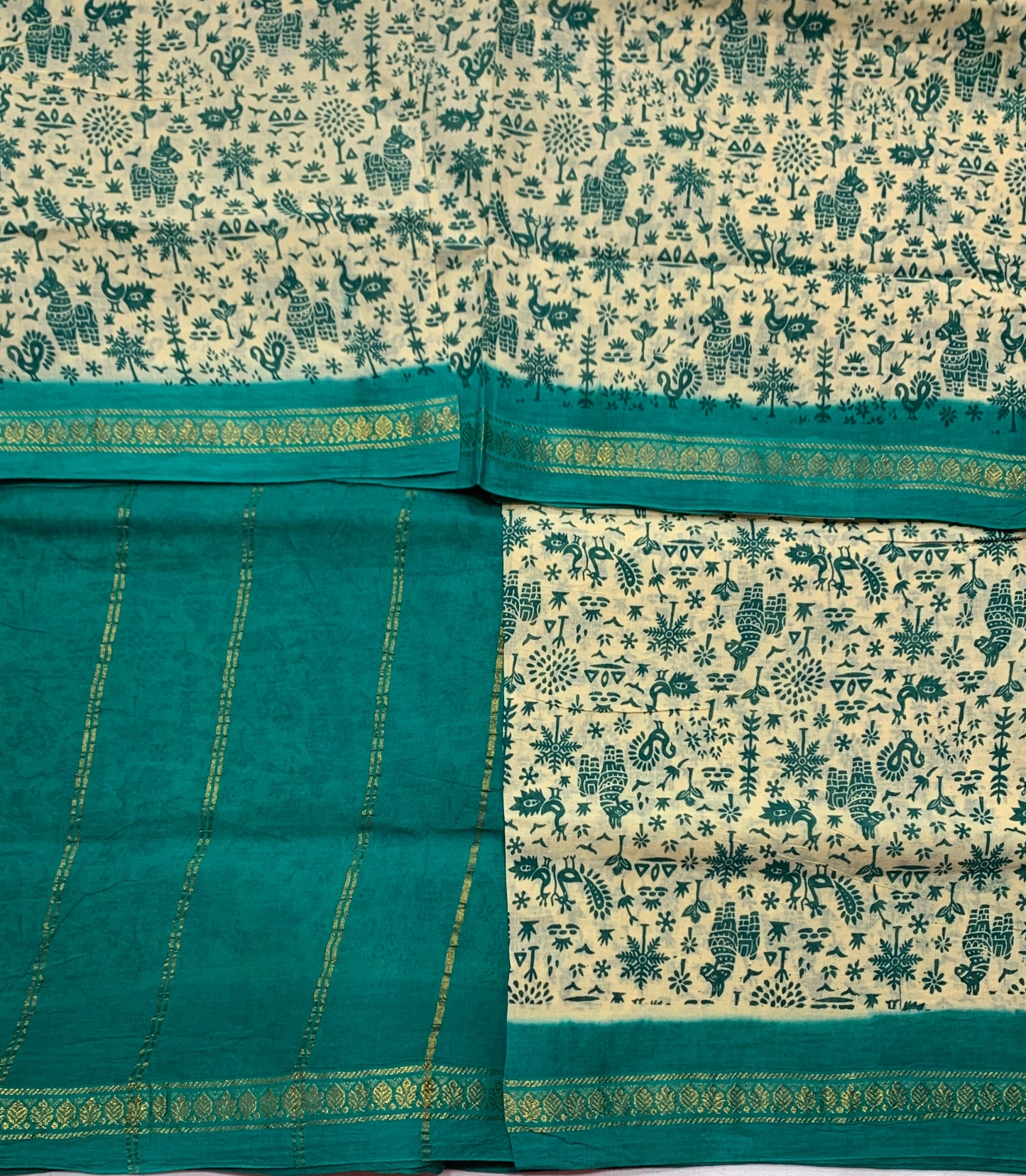 Chettinad Sungudi Cotton Tussar Colour with Sapphire Border