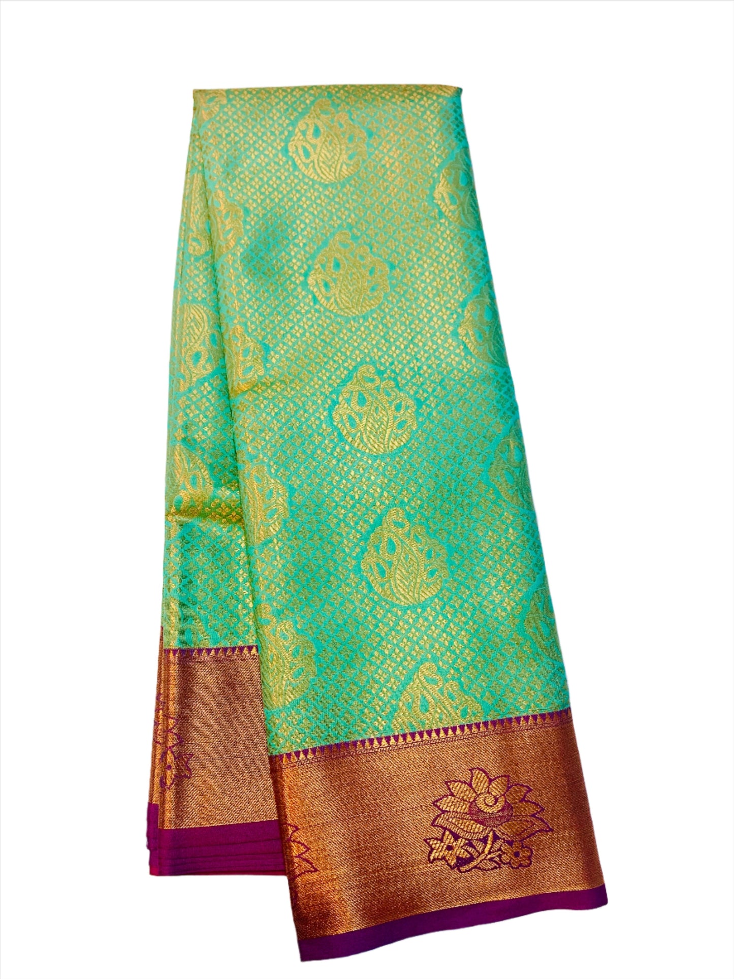 Vegan Silk Saree Pista Green Colour with Zari Border