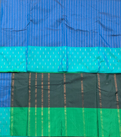 Arani Silk Saree Peacock Blue Colour with Sapphire Border