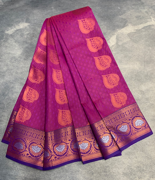 Vegan Silk Saree Vadamali Colour Saree with Copper Border