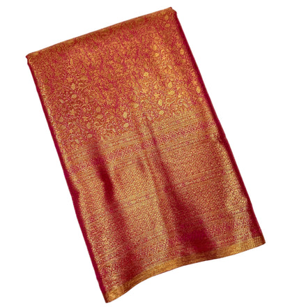 Rose and Golden Colour Soft Kanchi Tissue Pattu Saree with Self Border