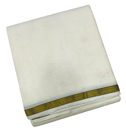 2X8 Cotton Dhoti Cream Colour with Green Border