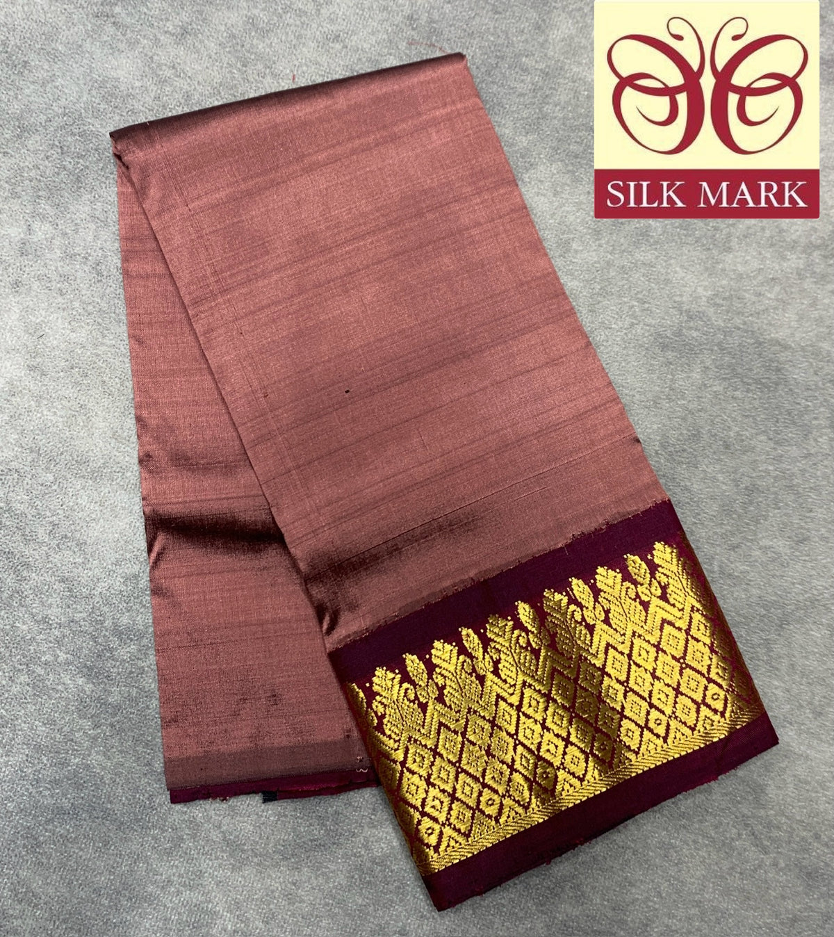 Wine Red Shade Pure Kanchipuram Kids Pattu Pavadai with Contrast Border for Newborn to 2 Years
