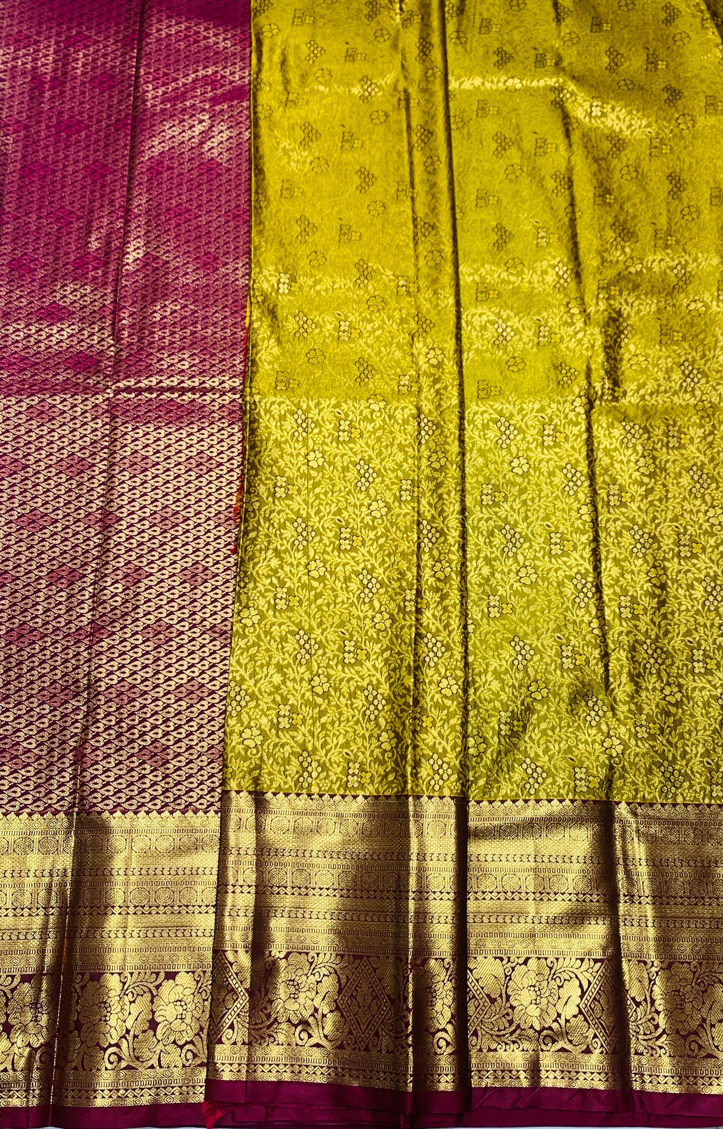 Vegan Silk Saree Golden Colour with Maroon Border