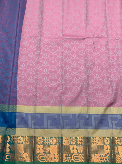 Synthetic Cotton Saree Dual Stone Shade with Copper Border