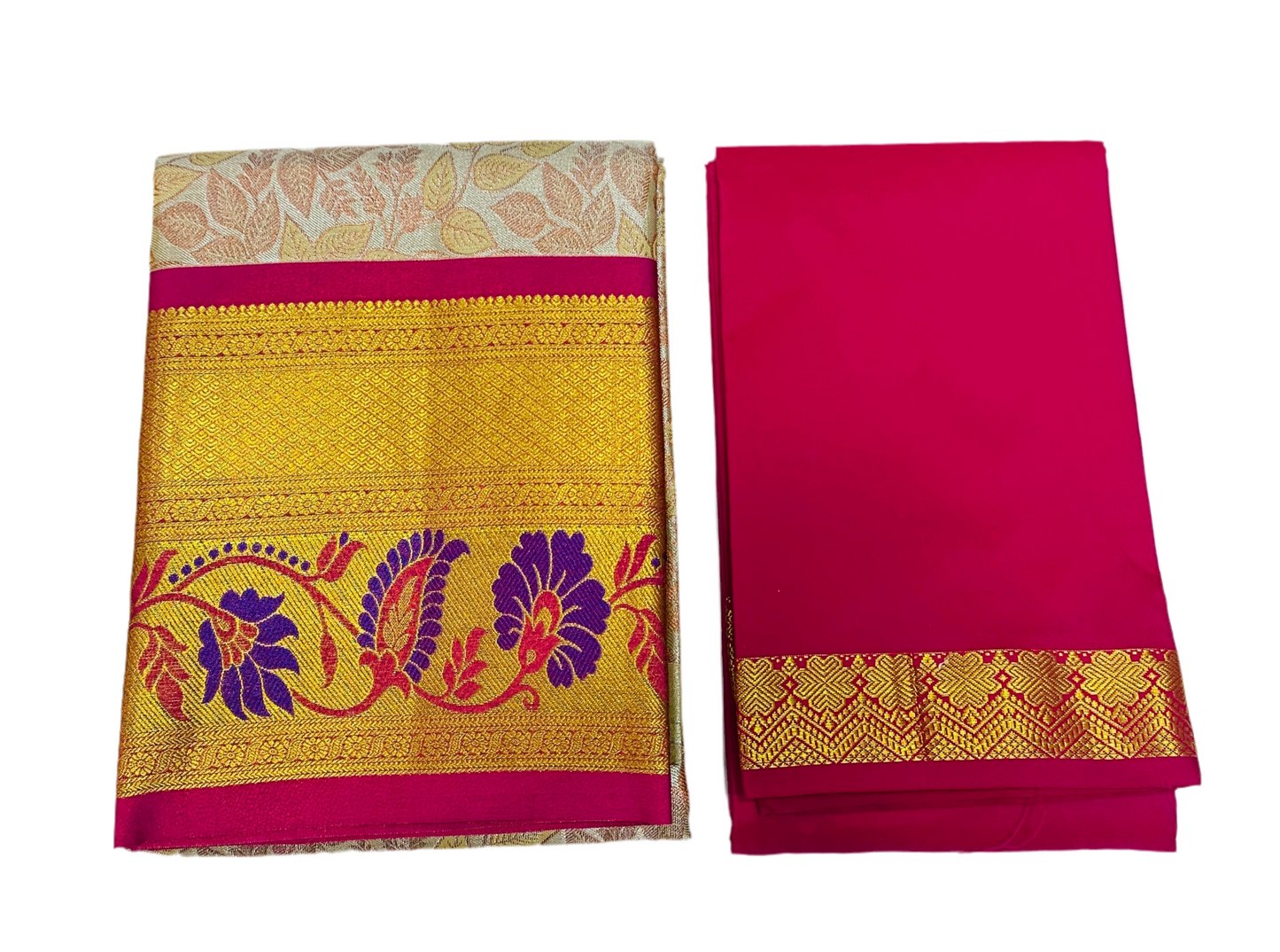 Tussar Colour Shade Vegan Silk Half Saree Contrast Border for age above 10 years