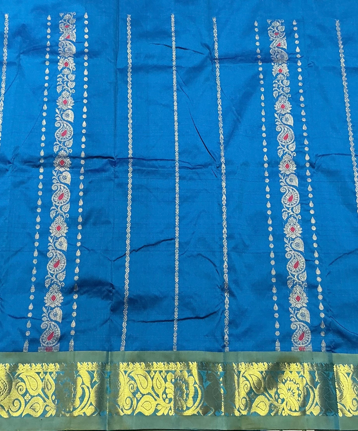 Sky Blue Shade Semi Silk Kids Pattu Pavadai with Contrast border for Age 2 to 5 Years