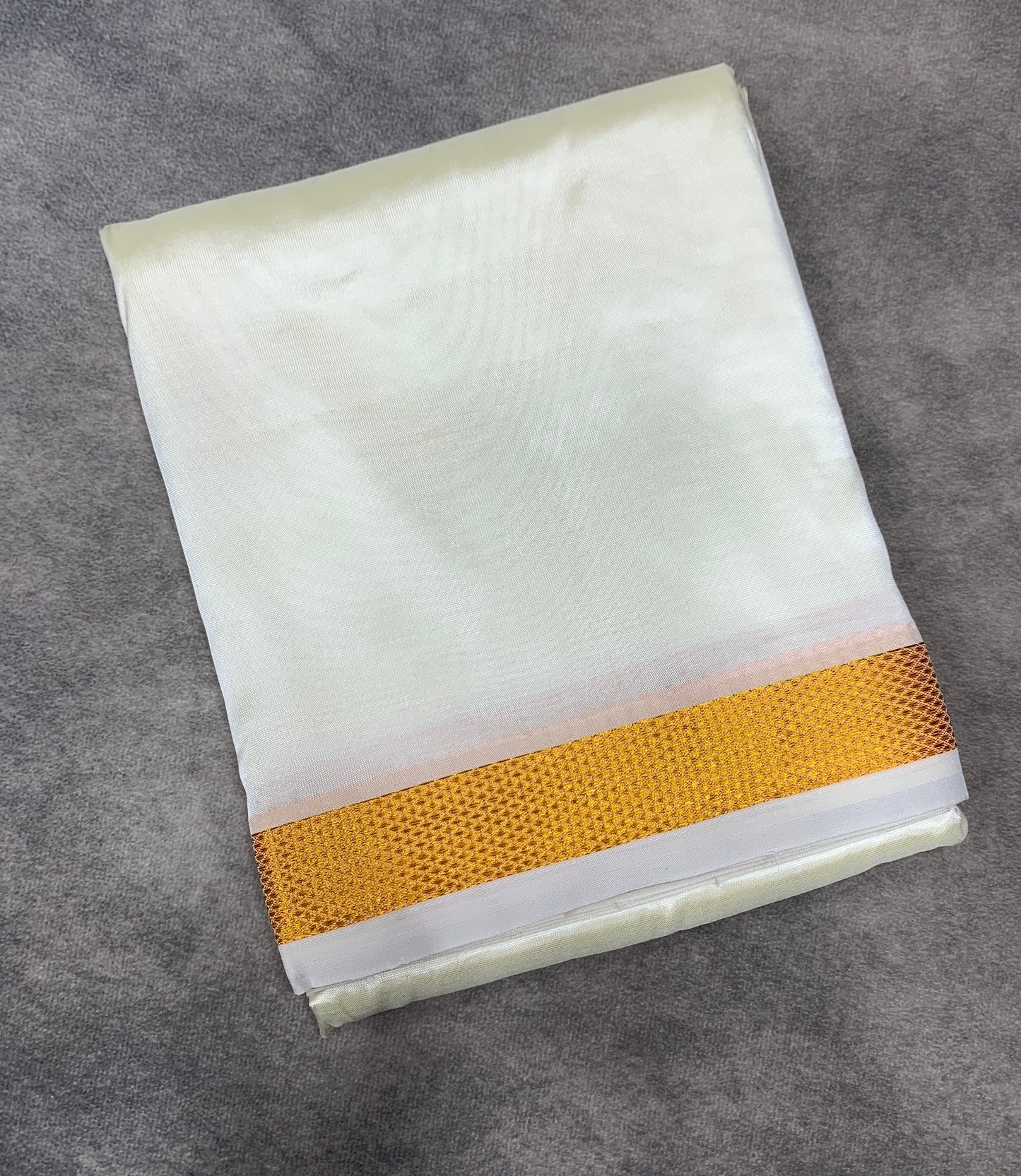 Art Silk Dhoti 8 Mulam Cream Colour Small Border