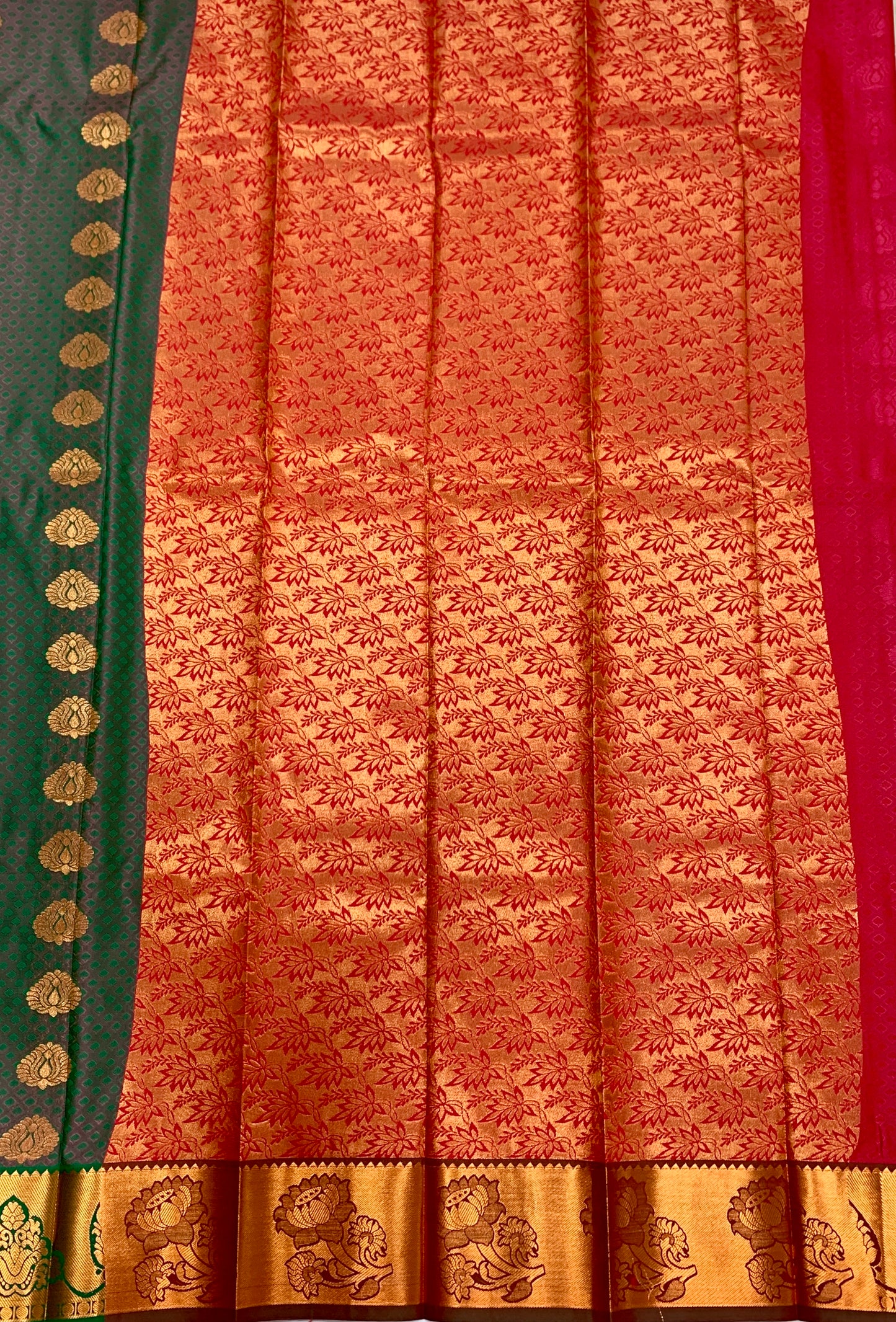 Vegan Silk Saree Dual shade with Green Border