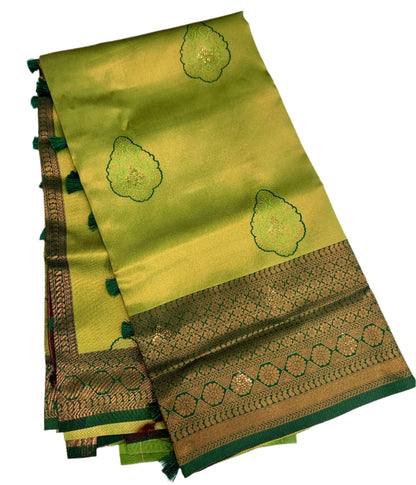 Art Silk Saree Pista Green Shade with Green Border