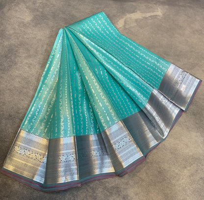 Fancy Tissue Saree Sapphire Colour with Self Design Border