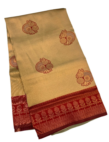 Art Silk Saree Pista Green Colour with Maroon Border