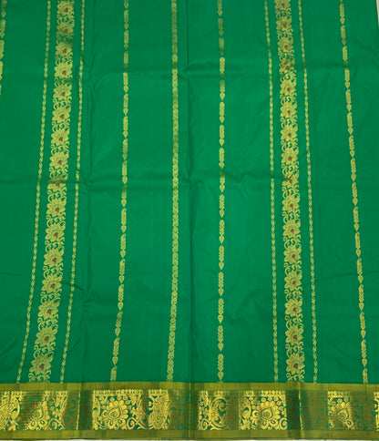 Green shade Semi silk Kids Pattu Pavadai with Contrast border for age 5 to 10