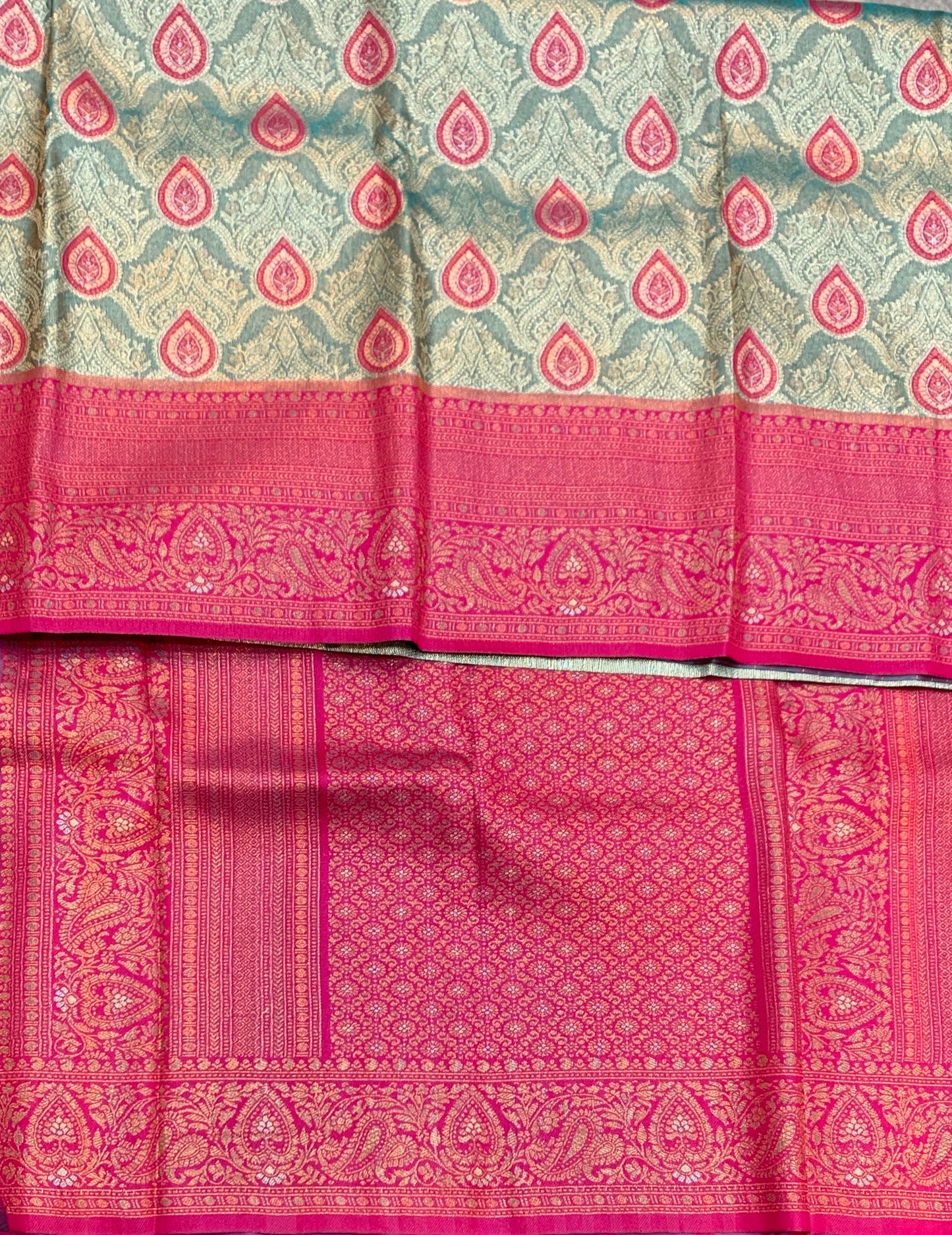 Fancy Tissue Saree Gray Colour with Pink Border
