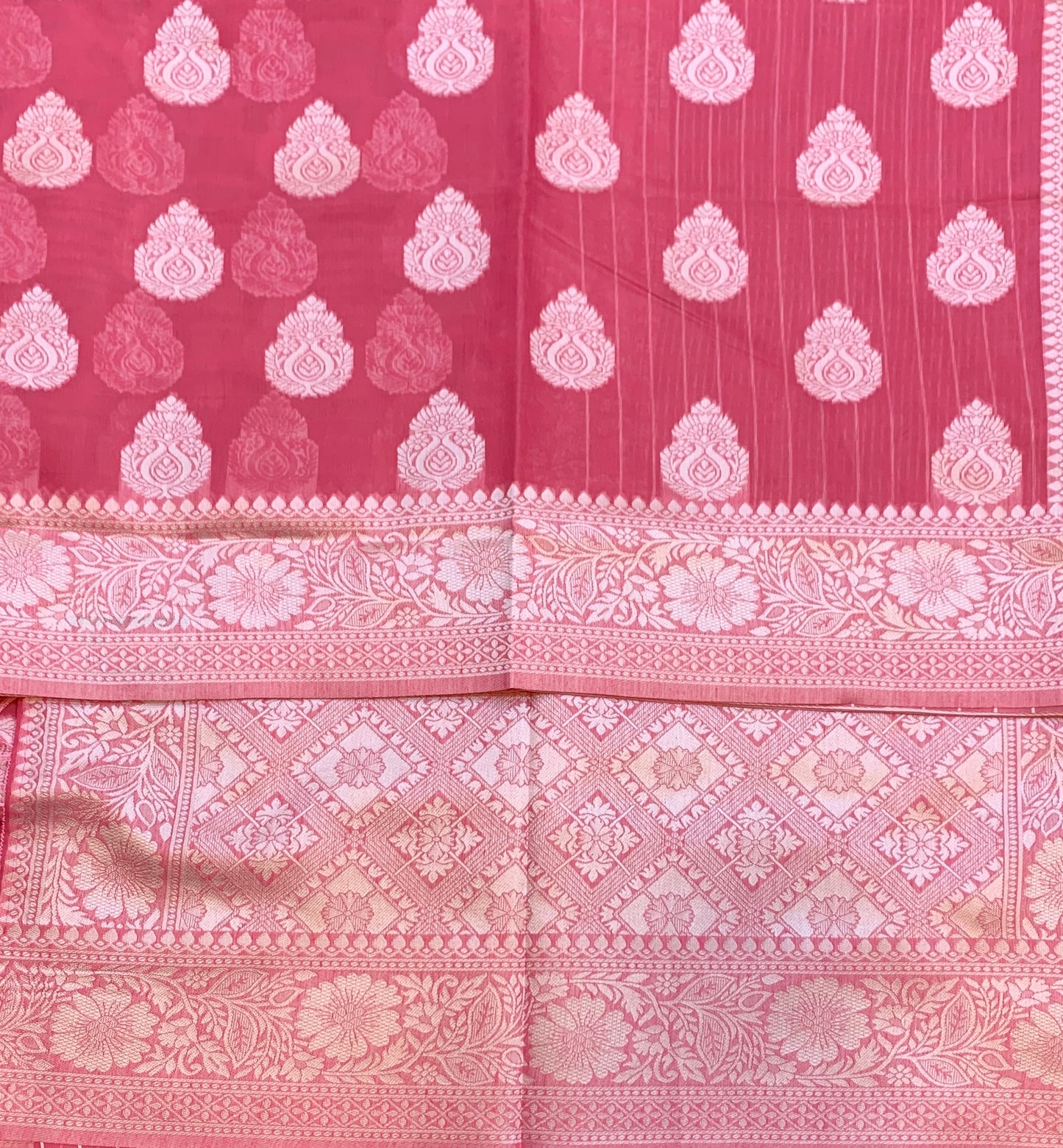 Banaras Katan Saree Pink Colour with Katan Work Border