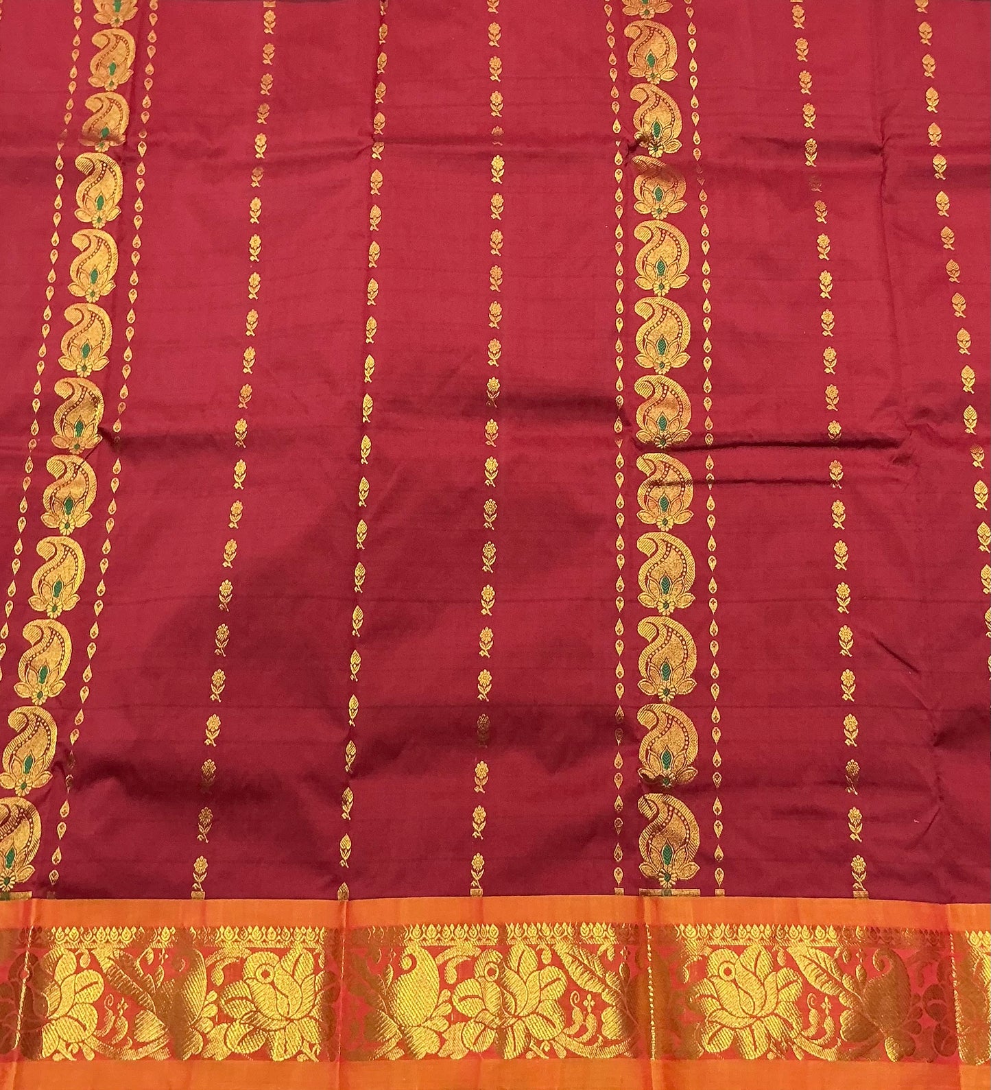 Maroon Shade Semi Silk Kids Pattu Pavadai with Contrast border for Age 2 to 5 Years
