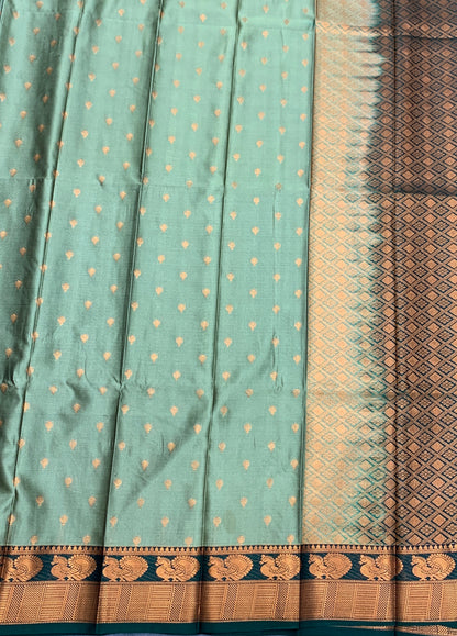 Soft Silk Casual Saree Pista Green with Green Colour Border