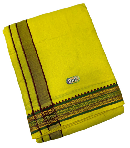 9X5 Cotton Yellow with Maroon & Green Border