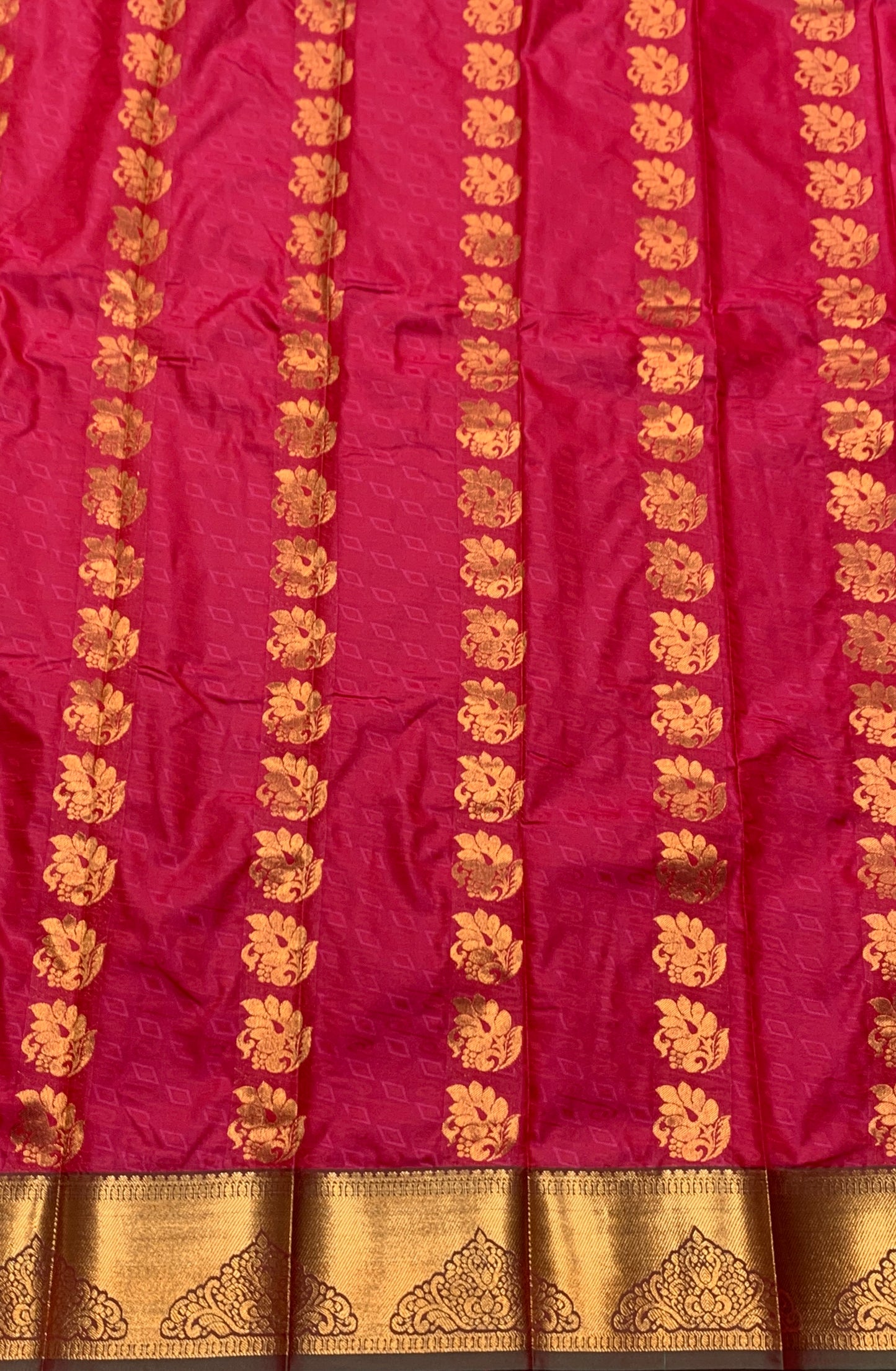 Vegan Silk Saree Red Colour Saree with Copper Border