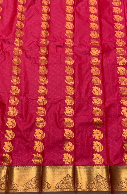 Vegan Silk Saree Red Colour Saree with Copper Border