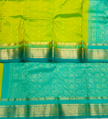 Pure Kanchipuram Silk Saree Light Green shade with Rama Green Border