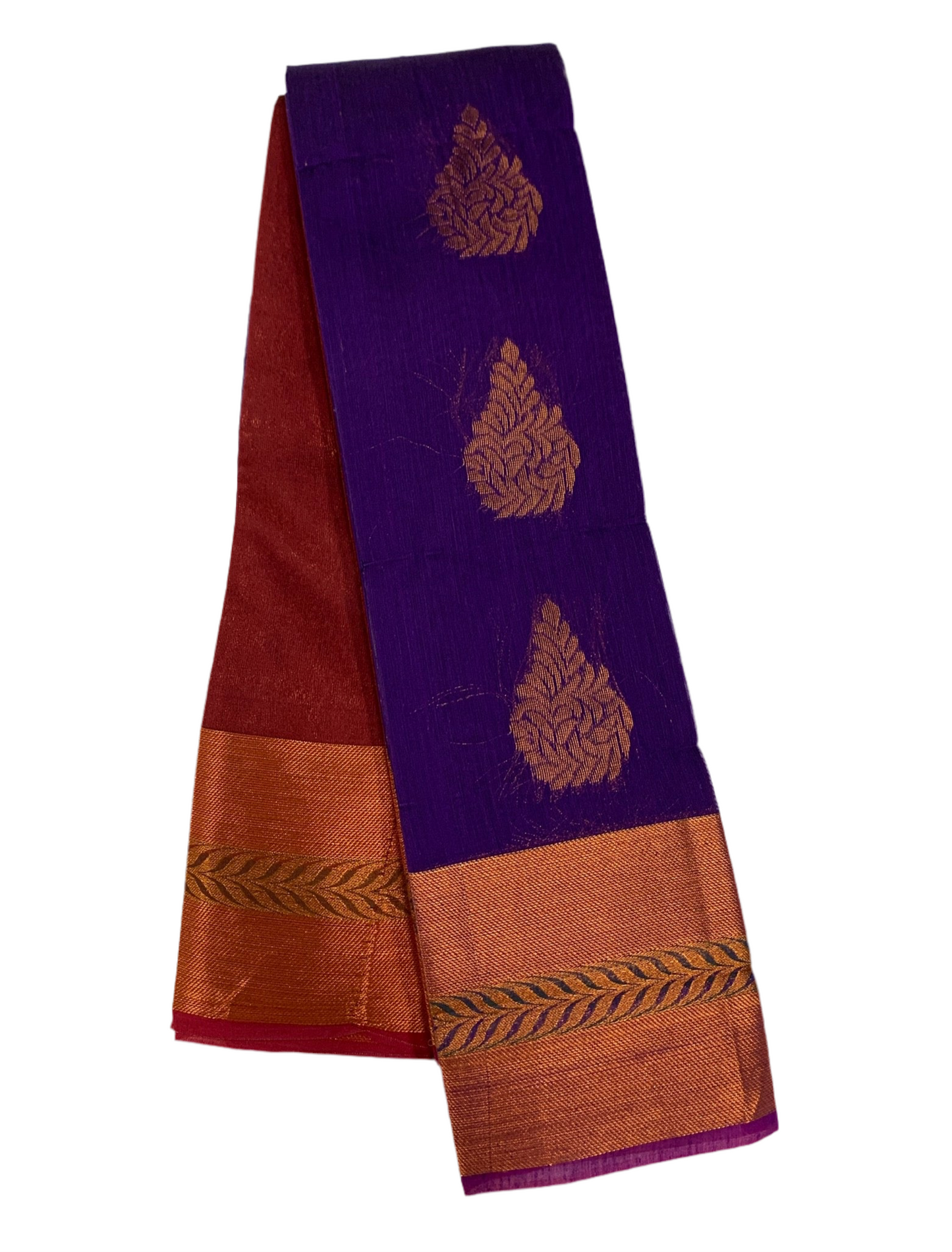 Lavender Shade Silk Cotton Saree with Copper Zari Border