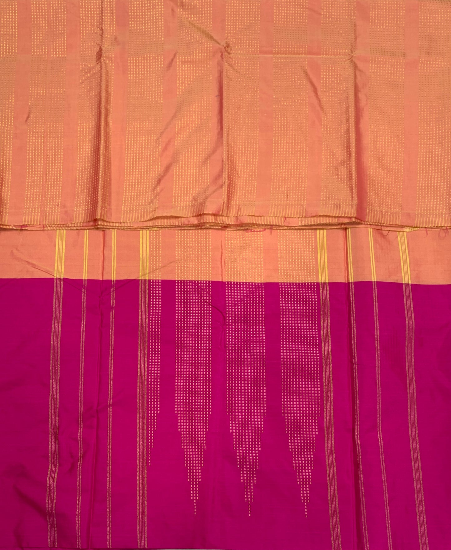 Arani Silk Saree Peach Colour Pink Border