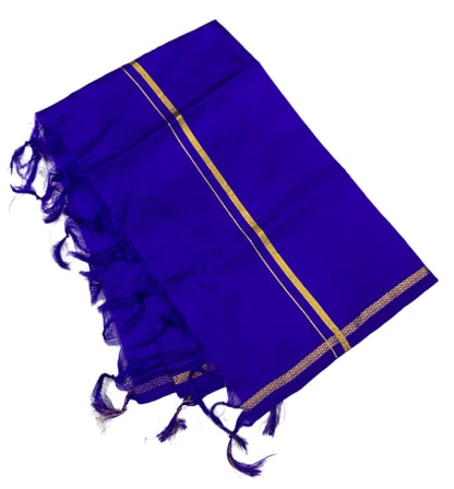 Silk Pooja Towel Blue Colour