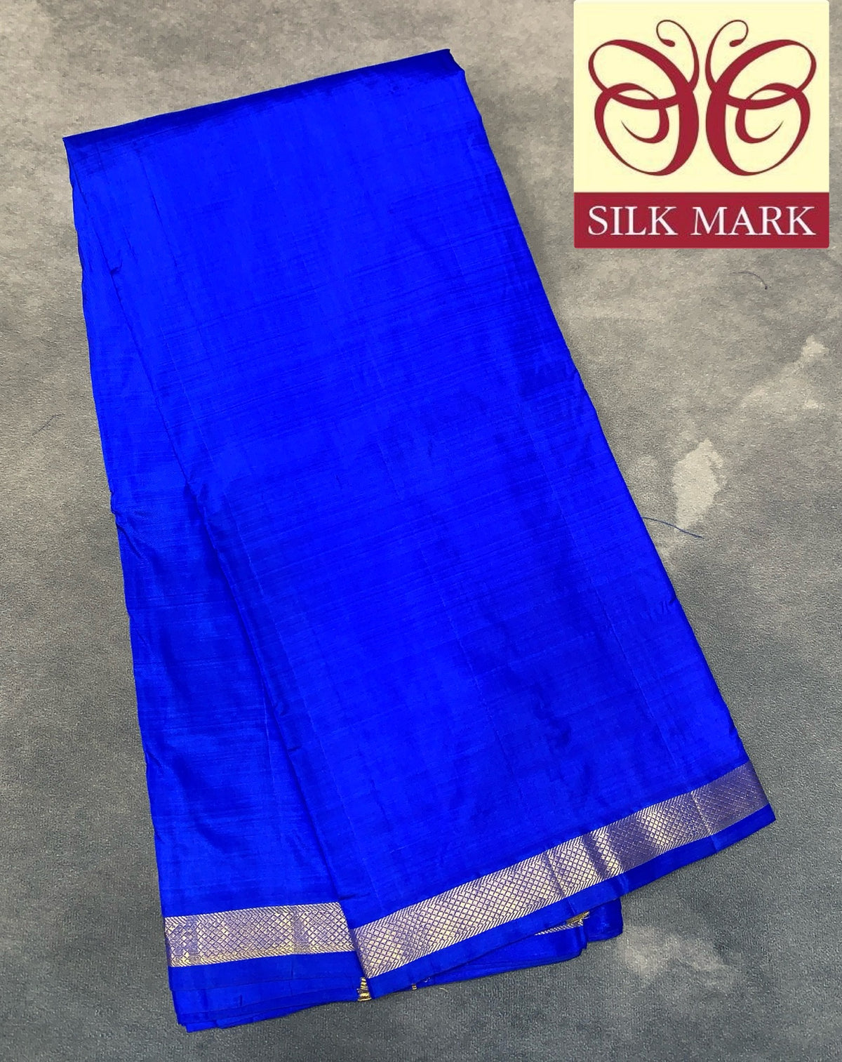 9X5 Pure Silk Dhoti Pepsi Blue Colour with Small Golden Zari Border
