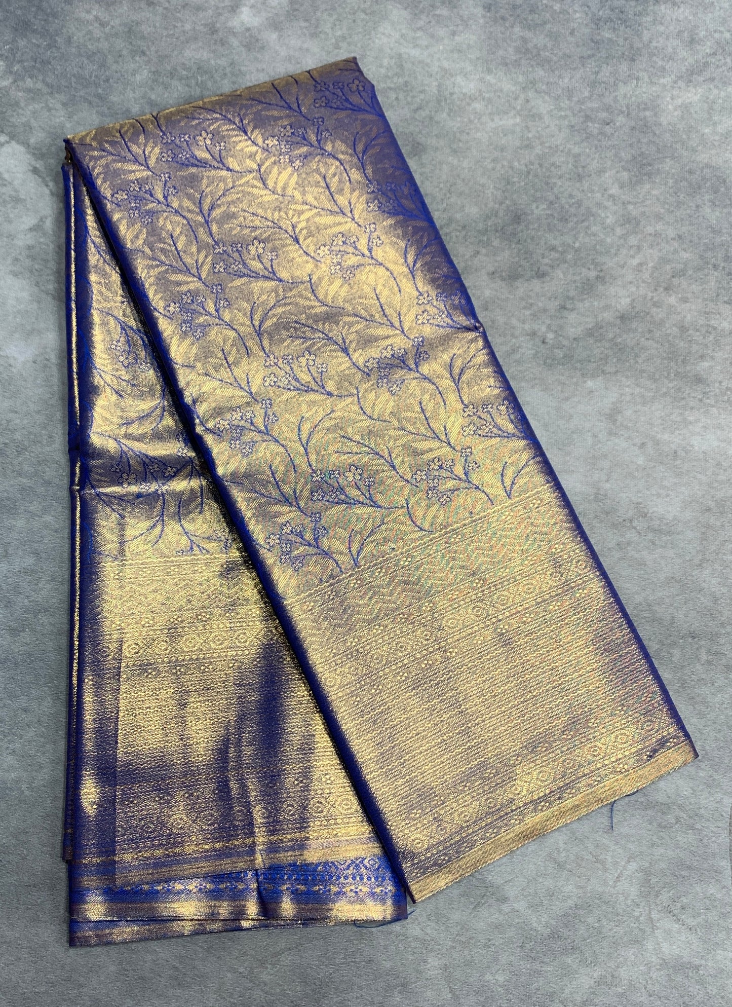 Fancy Tissue Saree Blue Colour with Self Design Border