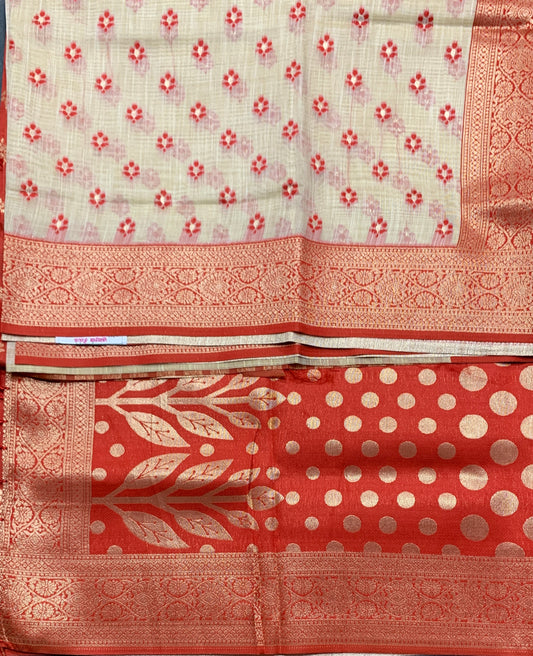 Banaras Katan Saree Tussar Colour with Katan Work Border