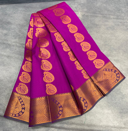 Vegan Silk Saree Vadamali Colour Saree with Copper Border