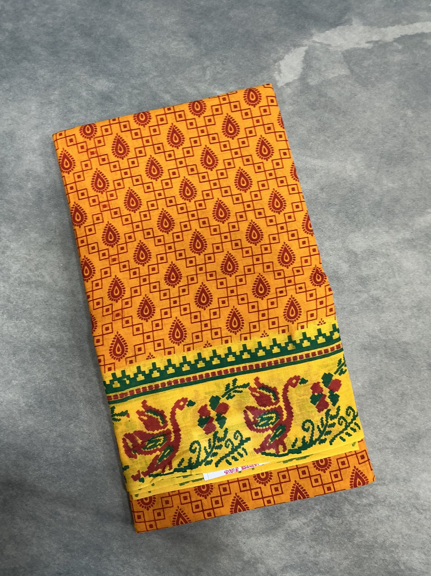 MulMul Cotton Mustard Yellow Colour with Yellow Colour Border