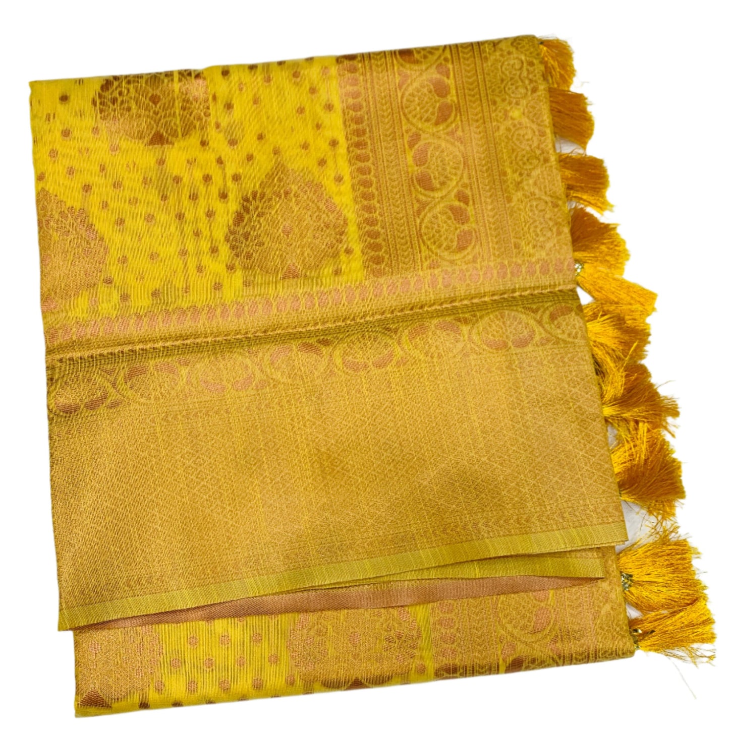 Banaras Katan Saree Yellow Colour