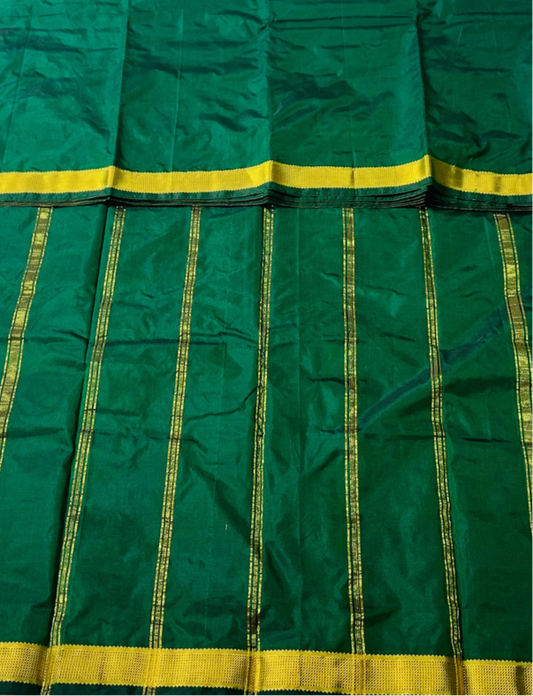 Arani Silk Saree  Dark Green Colour with Golden Border.