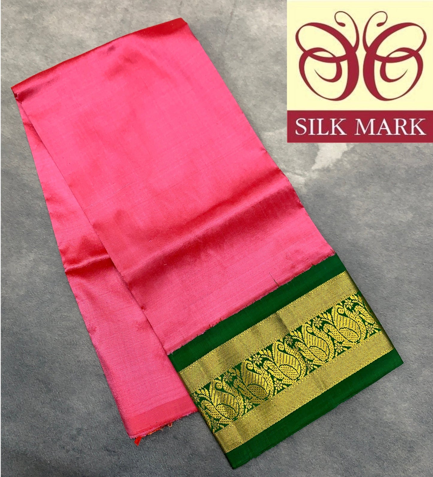 Pink Shade Pure Kanchipuram Kids Pattu Pavadai with Contrast Border for age 2 to 5