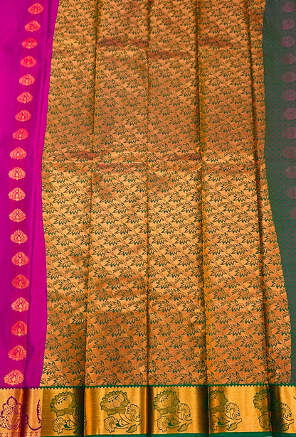 Vegan Silk Saree Colour Pink with Copper Border