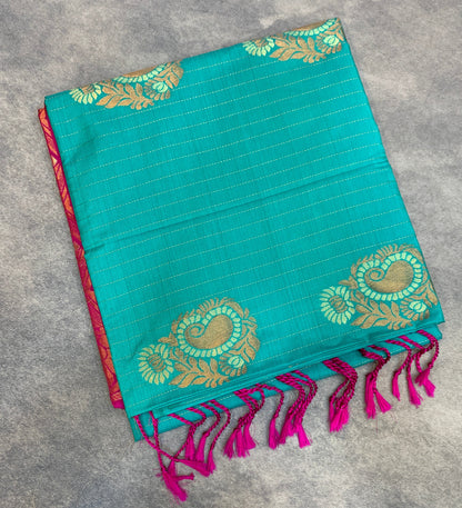 Art Silk Saree Sapphire Colour with Borderless
