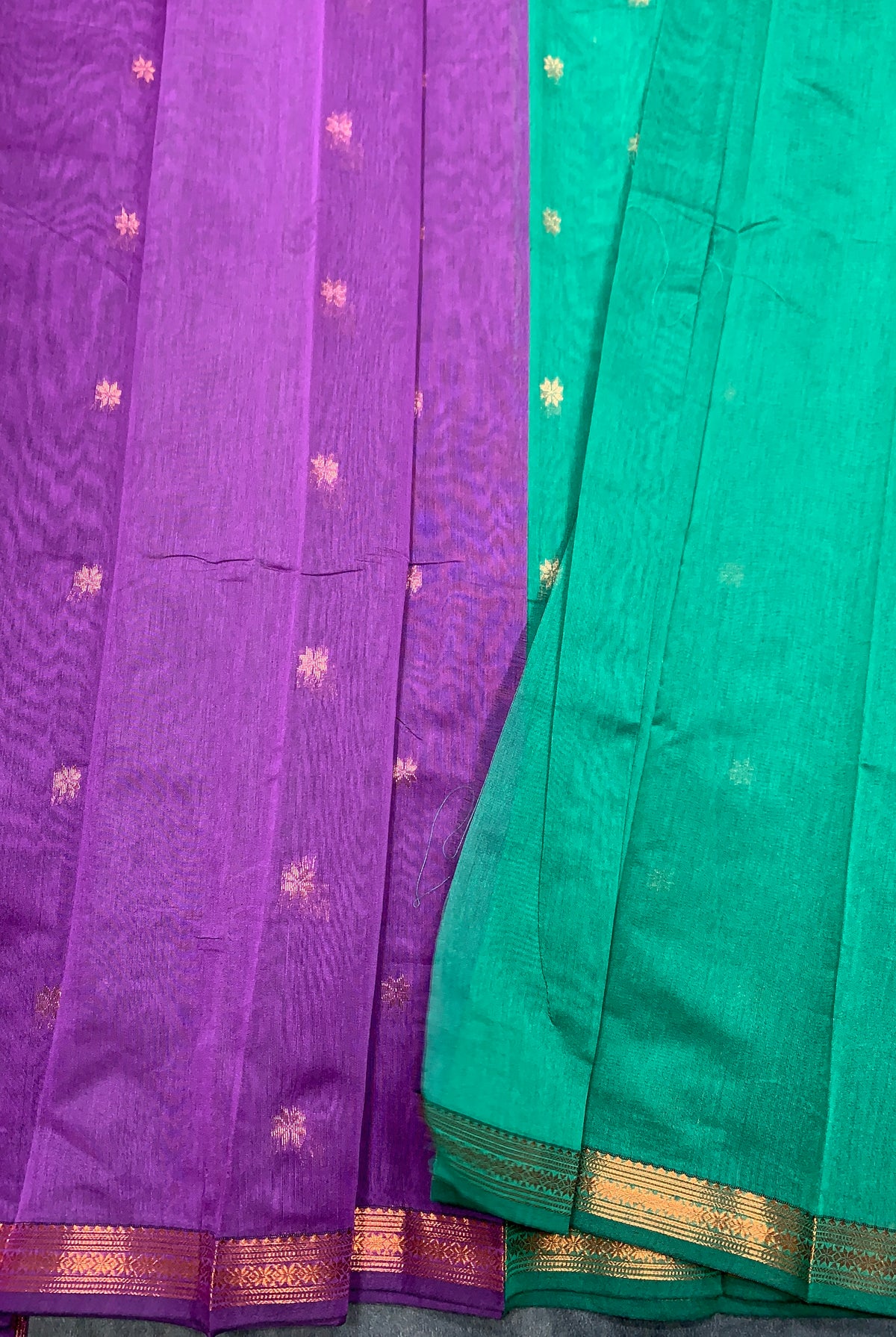 Lavender Colour Silk Cotton Saree with Copper Zari Border