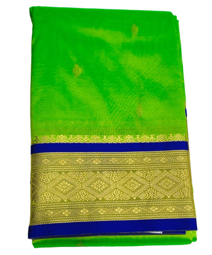 Apple Green Shade Saree with Golden and Blue Border