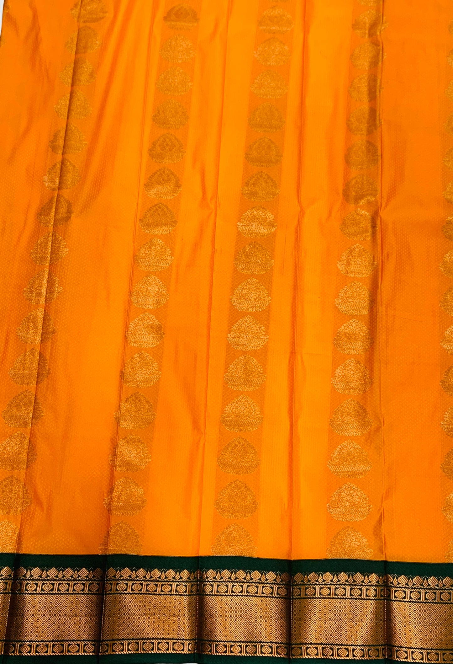 Vegan Silk Saree Mango Yellow shade with Green Border