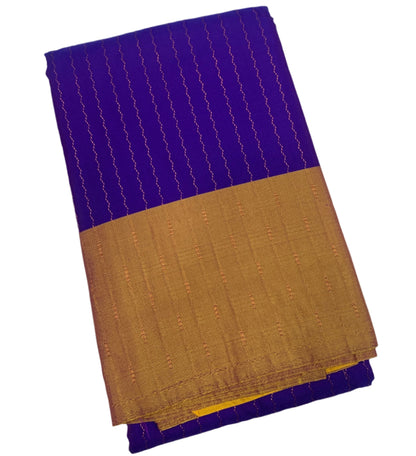 Arani Silk Saree Blue Colour Golden Yellow Border