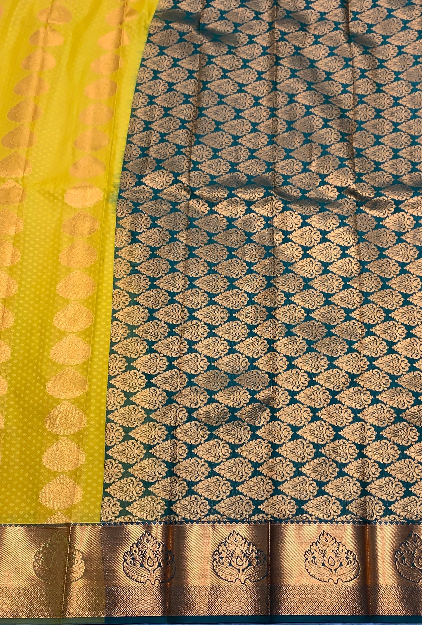 Vegan Silk Saree Mustard Colour Saree with Copper Border